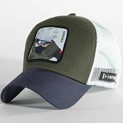 Meilleure vente ❤️ Casquette Trucker Kakashi Vert Kaki Bleu de Capslab 😉