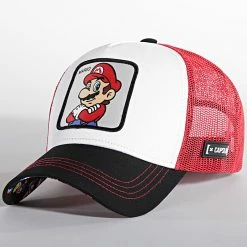 De gros 🥰 Casquette Trucker Mario Rouge Blanc de Capslab 😀