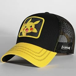 Vente flash 🎁 Casquette Trucker Pikachu Noir Jaune de Capslab 🧨