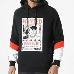 Vente flash ⭐ Sweat Capuche Wanted Luffy Noir de Capslab 🎉
