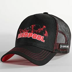 Promo 💯 Casquette Trucker Deadpool Noir Rouge de Capslab 😀
