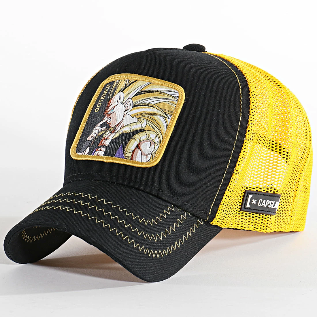 Coupon 😉 Casquette Trucker Gotenks Noir Jaune de Capslab 🔔 1 Coupon 😉 Casquette Trucker Gotenks Noir Jaune de Capslab 🔔