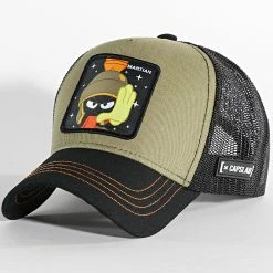 Meilleure vente ❤️ Casquette Trucker Martian Noir Vert Kaki de Capslab 🧨