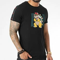 Remise 👍 Tee 👕 Shirt A Bandes BOW2 Noir de Capslab ✨