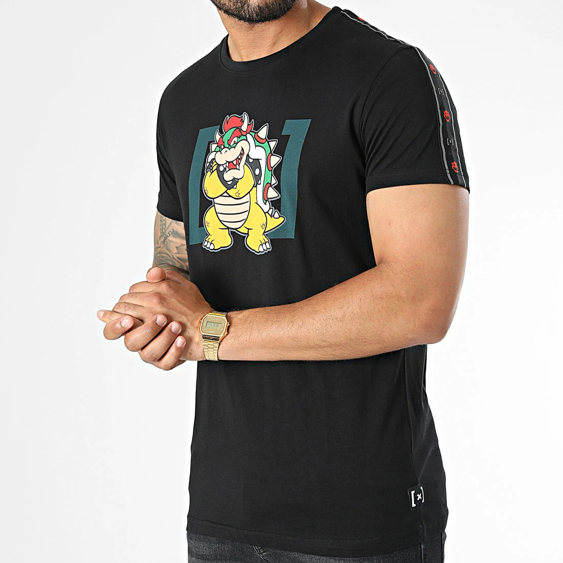 Remise 👍 Tee 👕 Shirt A Bandes BOW2 Noir de Capslab ✨ 3 Remise 👍 Tee 👕 Shirt A Bandes BOW2 Noir de Capslab ✨ – Image 3