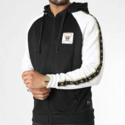 Offres ⭐ Sweat Zippé Capuche A Bandes Straw Hat Crew Noir Blanc de Capslab ✔️ -PromosCapslab Magasin capslab 333628 CL OP1 1 SWZ SKU 20220824T155643 03