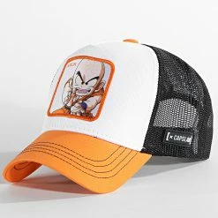 Acheter 💯 Casquette Trucker Krilin Noir Blanc Orange de Capslab ✨