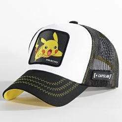 Meilleur prix 👏 Casquette Trucker Pikachu Noir Blanc de Capslab 😀