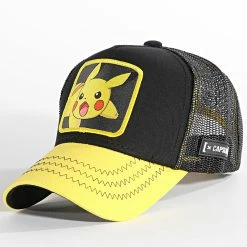 Meilleure vente 👏 Casquette Trucker Pikachu Noir Jaune de Capslab ✨