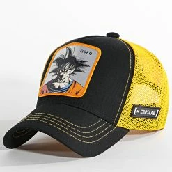 Meilleure vente ⭐ Casquette Trucker Goku Noir Jaune de Capslab 😍