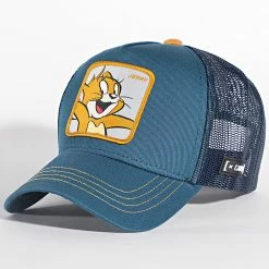 Grosses soldes 🎉 Casquette Trucker Jerry Turquoise Bleu Marine de Capslab 😍